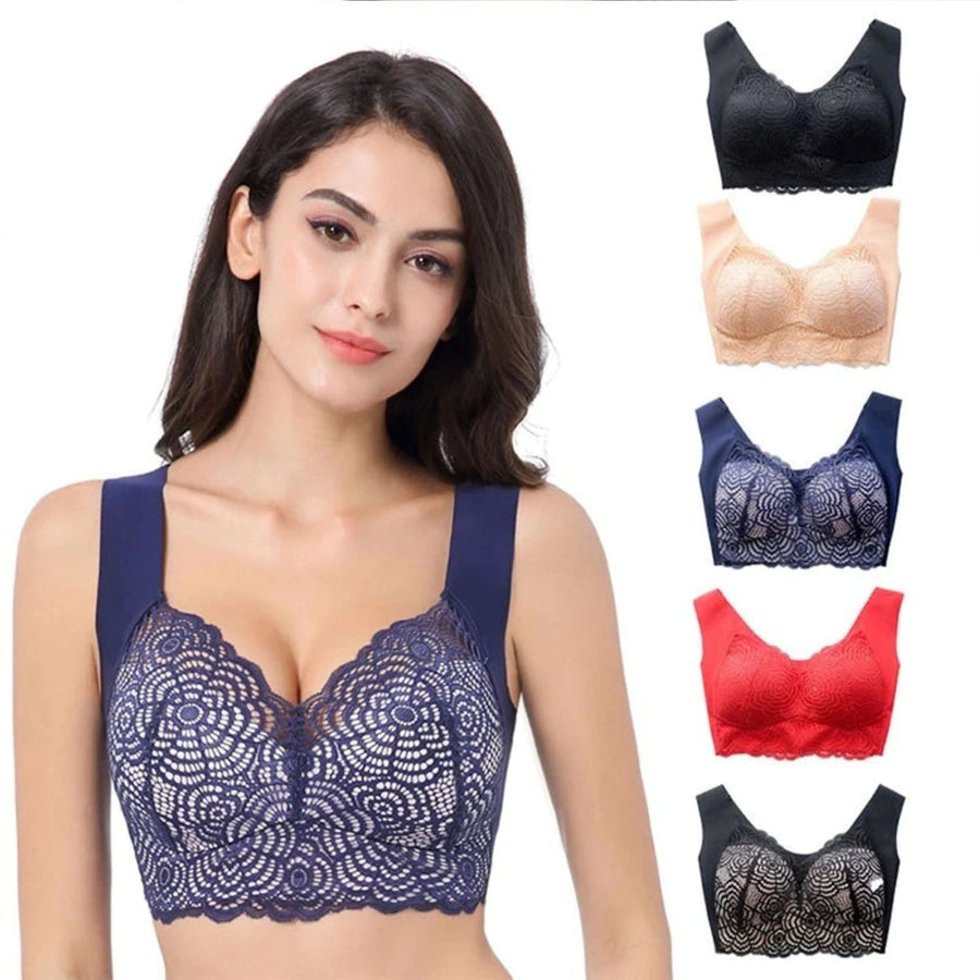Lace Detail Wireless Plus Size Longline Bra
