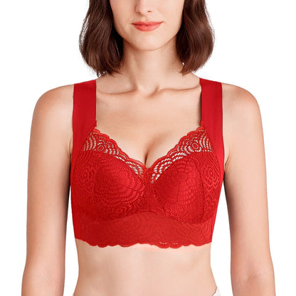 Lace Detail Wireless Plus Size Longline Bra