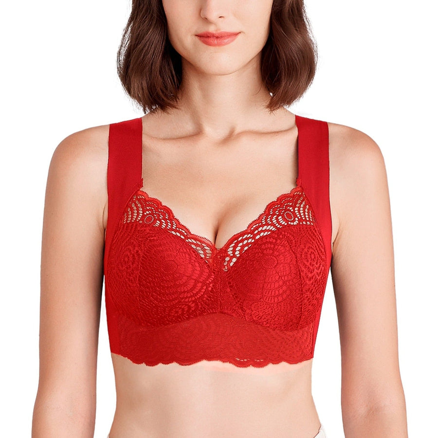 Lace Detail Wireless Plus Size Longline Bra