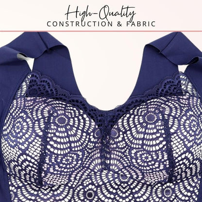 Lace Detail Wireless Plus Size Longline Bra