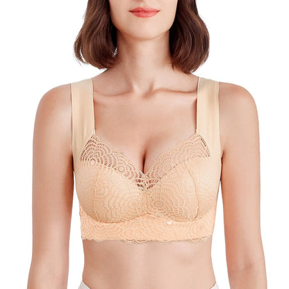 Lace Detail Wireless Plus Size Longline Bra