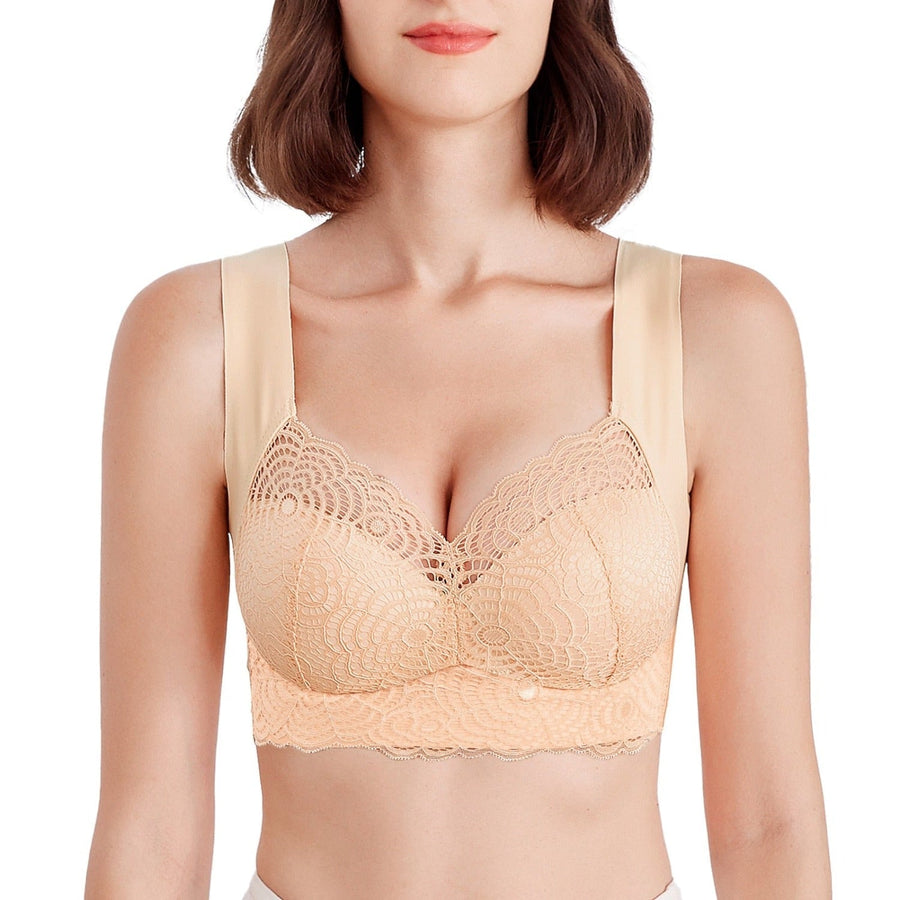 Lace Detail Wireless Plus Size Longline Bra