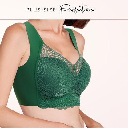 Lace Detail Wireless Plus Size Longline Bra