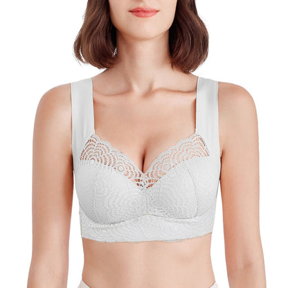 Lace Detail Wireless Plus Size Longline Bra