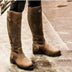 Anna | Women's Buckle Detail Flat Riding Boots - Brown