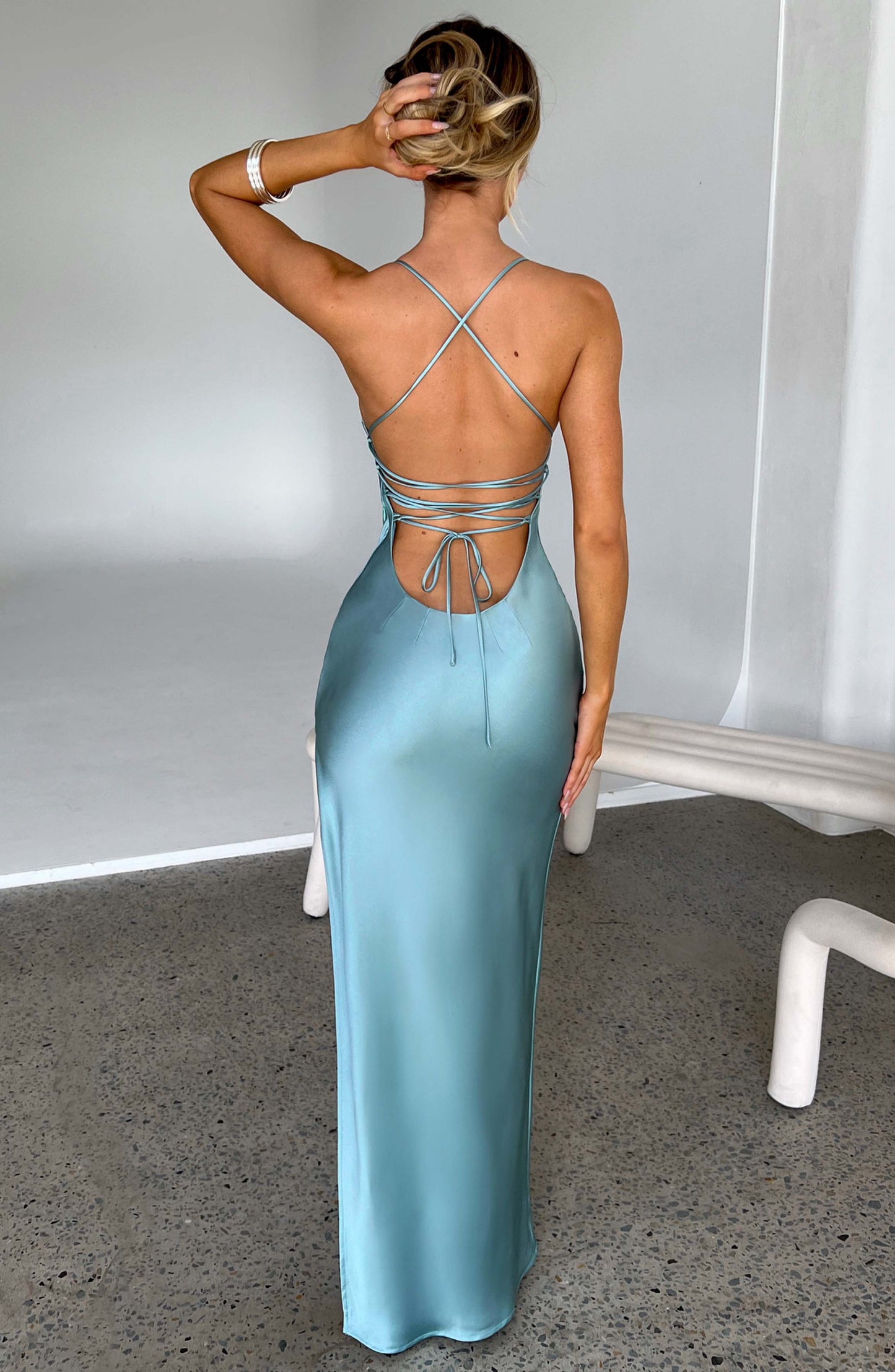 Turquoise Makalita Maxi Dress in XS - back view