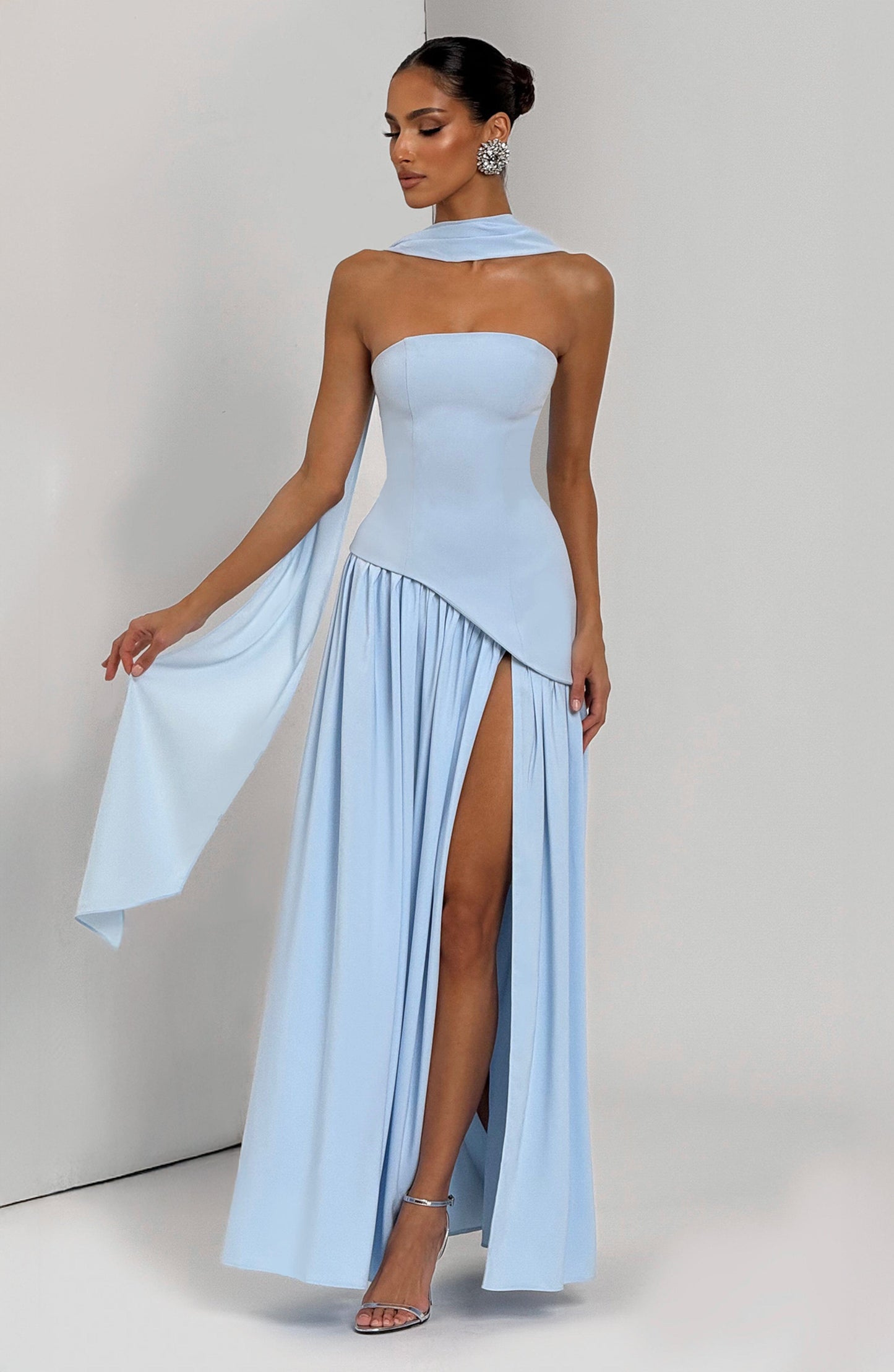 Sophia Maxi Summer Dress in Baby Blue