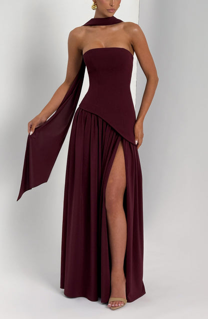 Maliyah Cherry Lacquer Maxi Dress in XS - front view