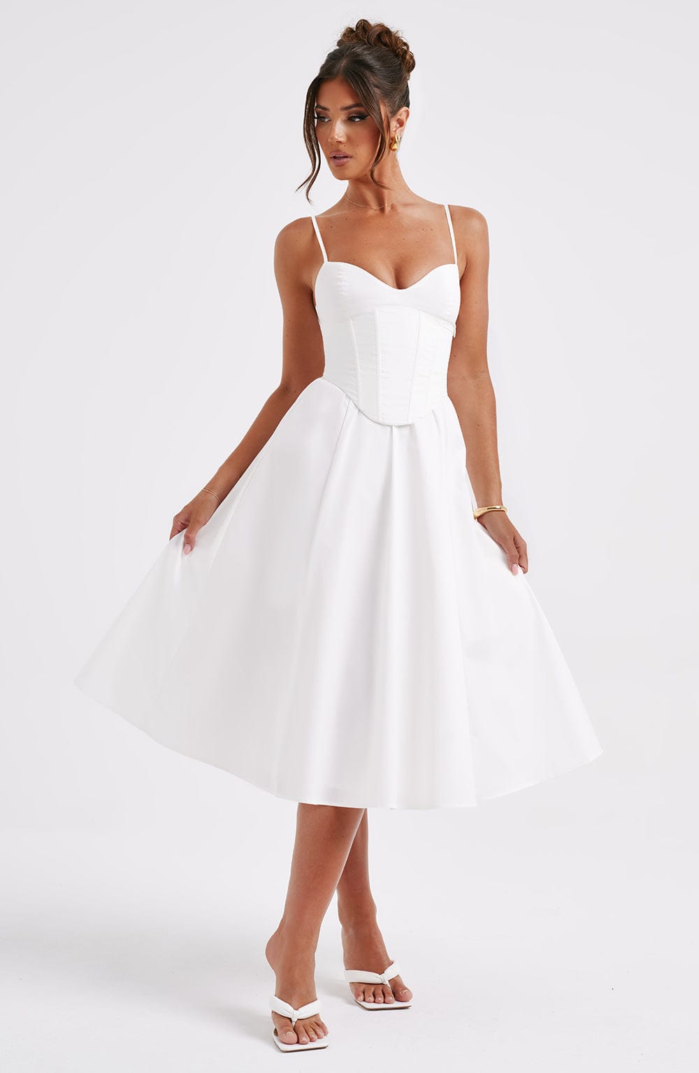 Ivory Mariella Midi Dress in XS - front view