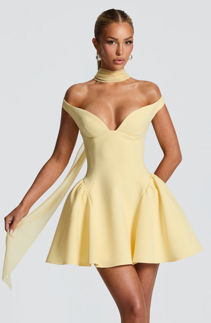 Chloe Lemon Mini Sundress for Women