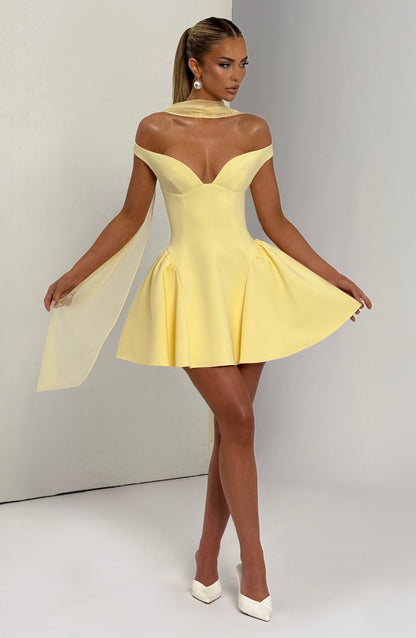 Chloe Lemon Mini Sundress for Women