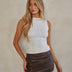Espresso Brown Faux Leather Micro Mini Skort with Built-In Shorts - Espresso