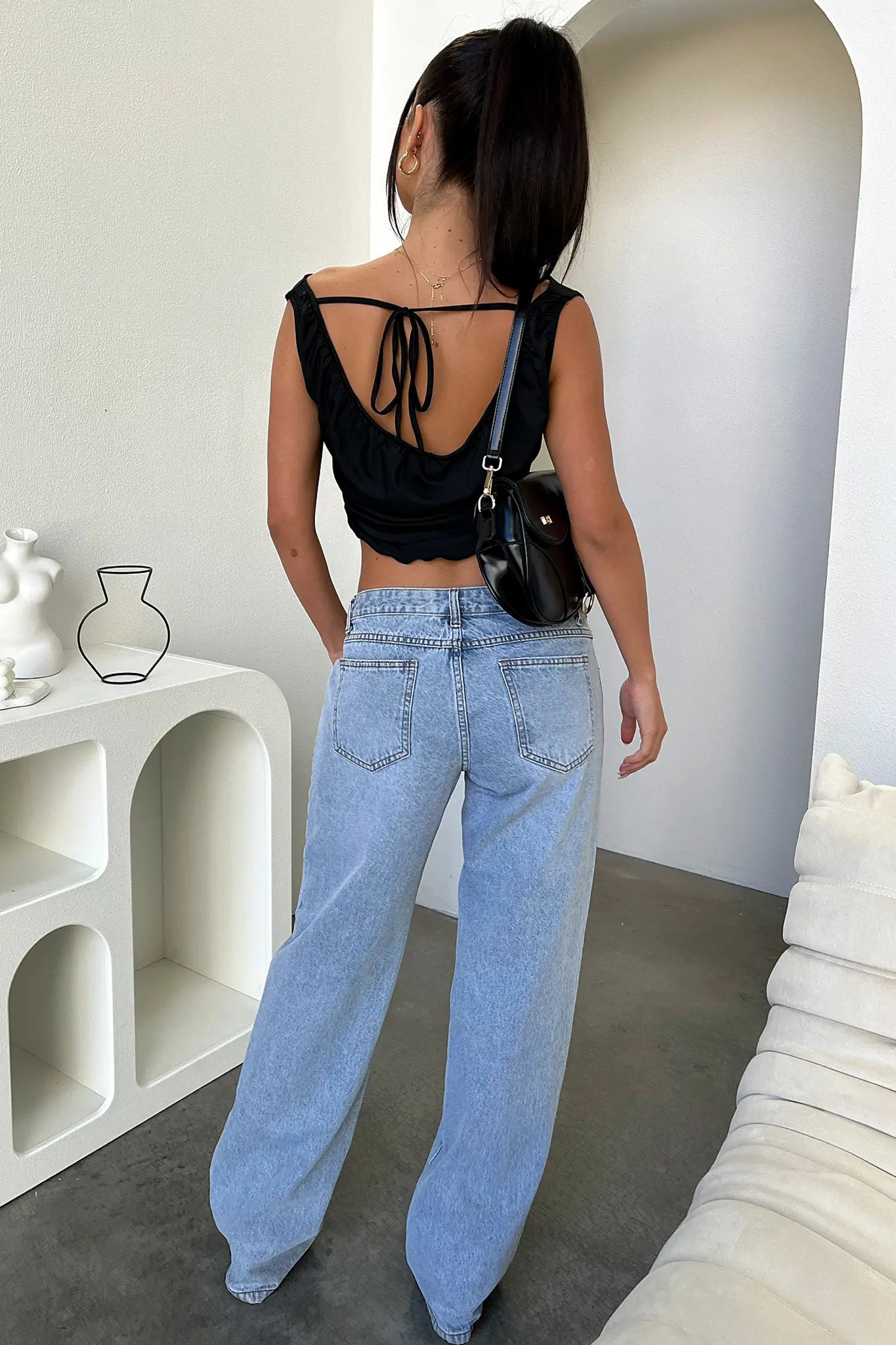 Sienna Wide Leg Jeans in Blue - styled look