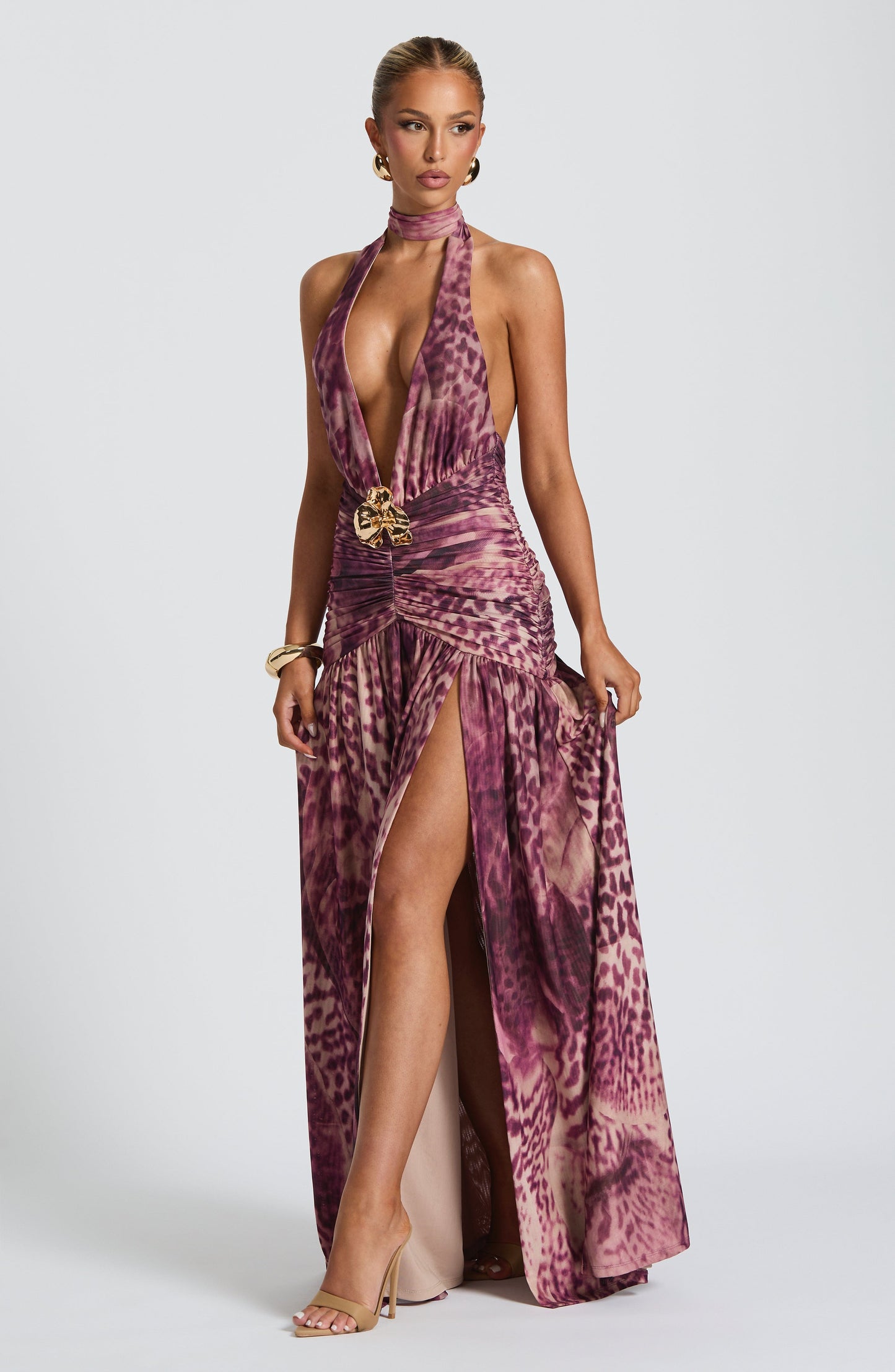Sophia Maxi Summer Dress - Magenta Orchid Print