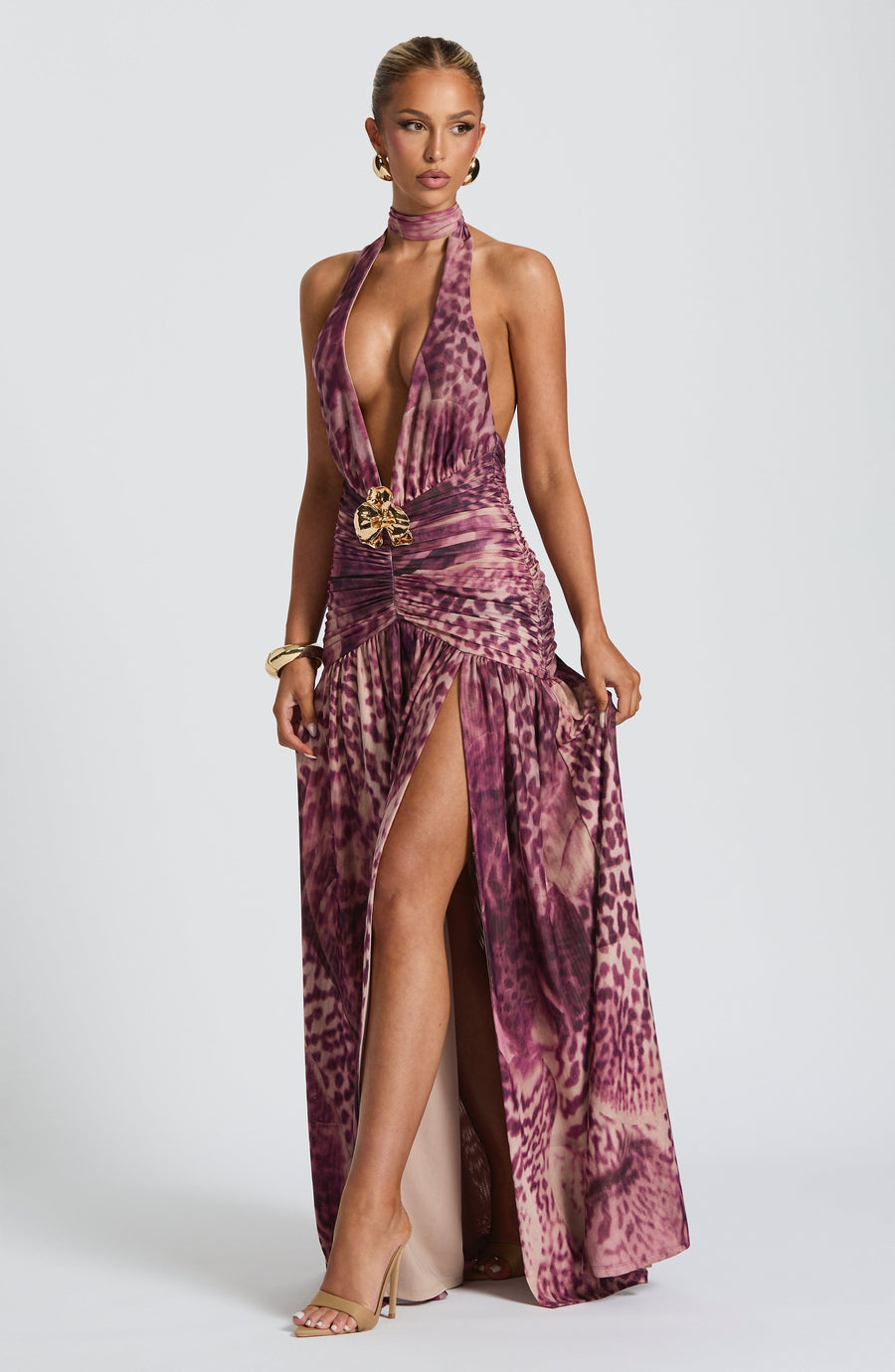 Sophia Maxi Summer Dress - Magenta Orchid Print