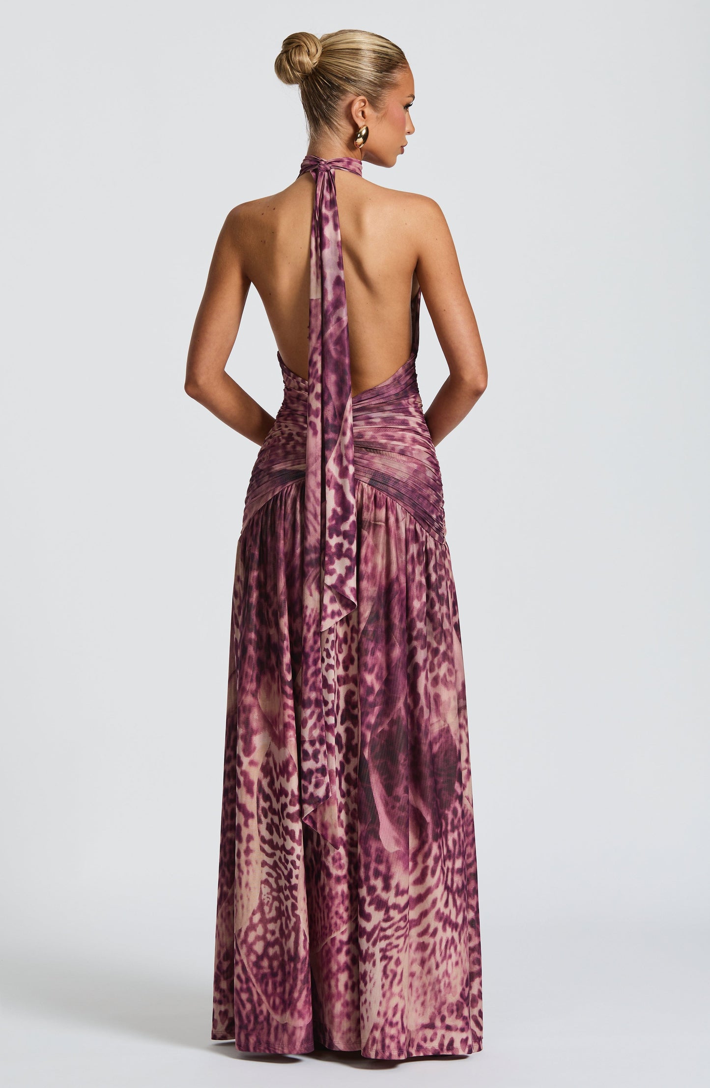 Sophia Maxi Summer Dress - Magenta Orchid Print