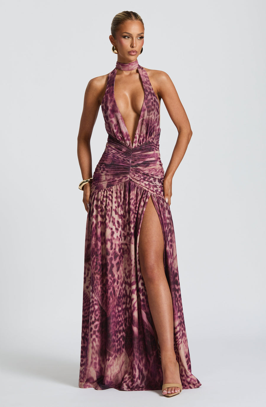 Sophia Maxi Summer Dress - Magenta Orchid Print