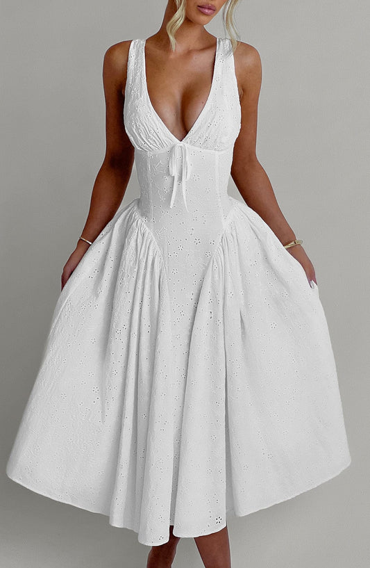Chloe Ivory Midi Sundress - Perfect Summer Dress