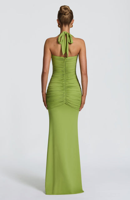 Sophia Olive Maxi Summer Dress