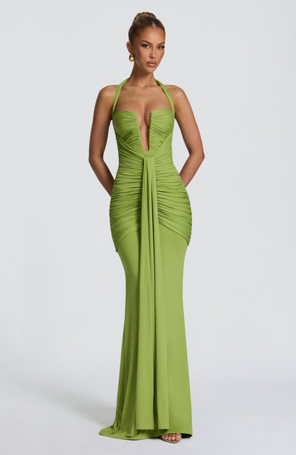 Sophia Olive Maxi Summer Dress