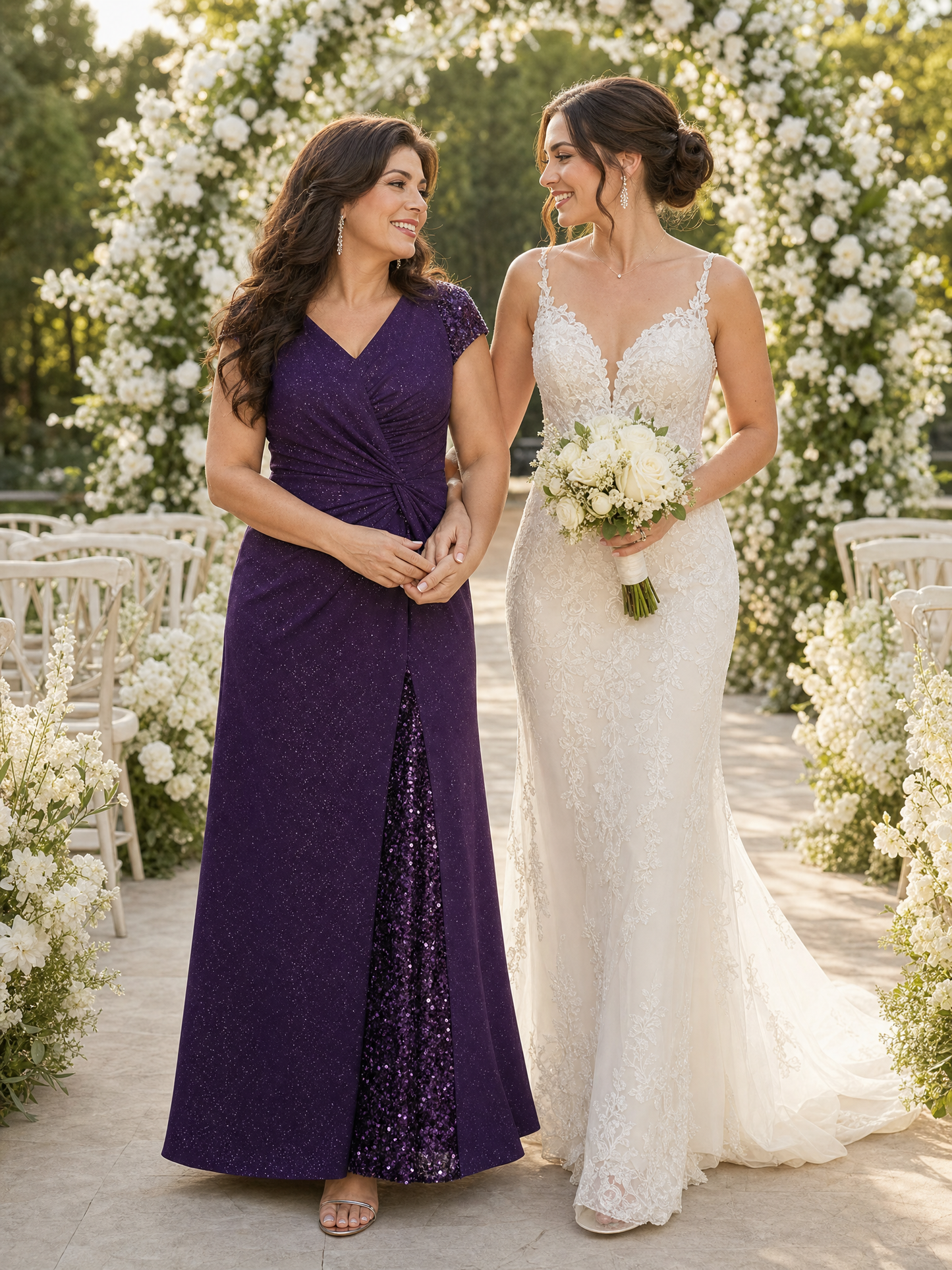 KAIA Silver Knotted Sequin Cap Sleeve Maxi Evening Dress