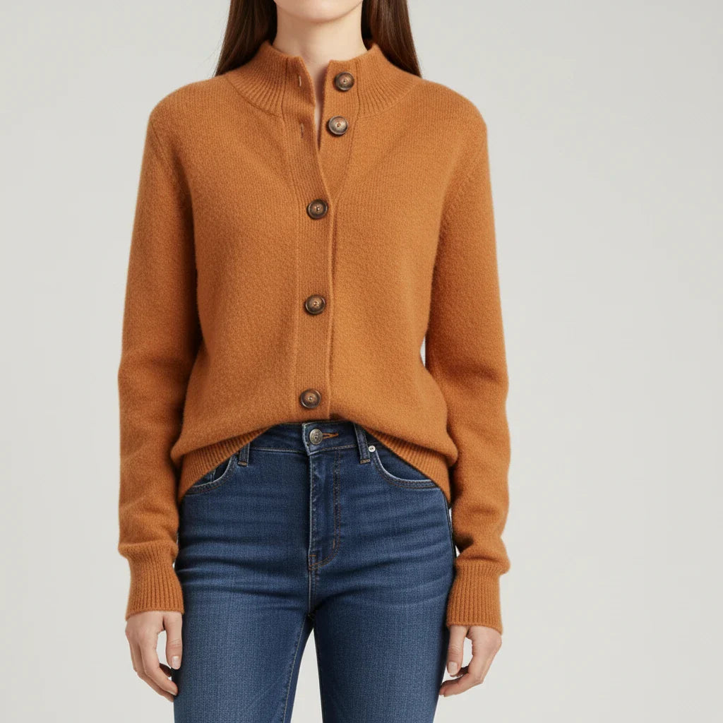 Luvrefashion | Ladies' Cardigan Sweater in Orange - front view