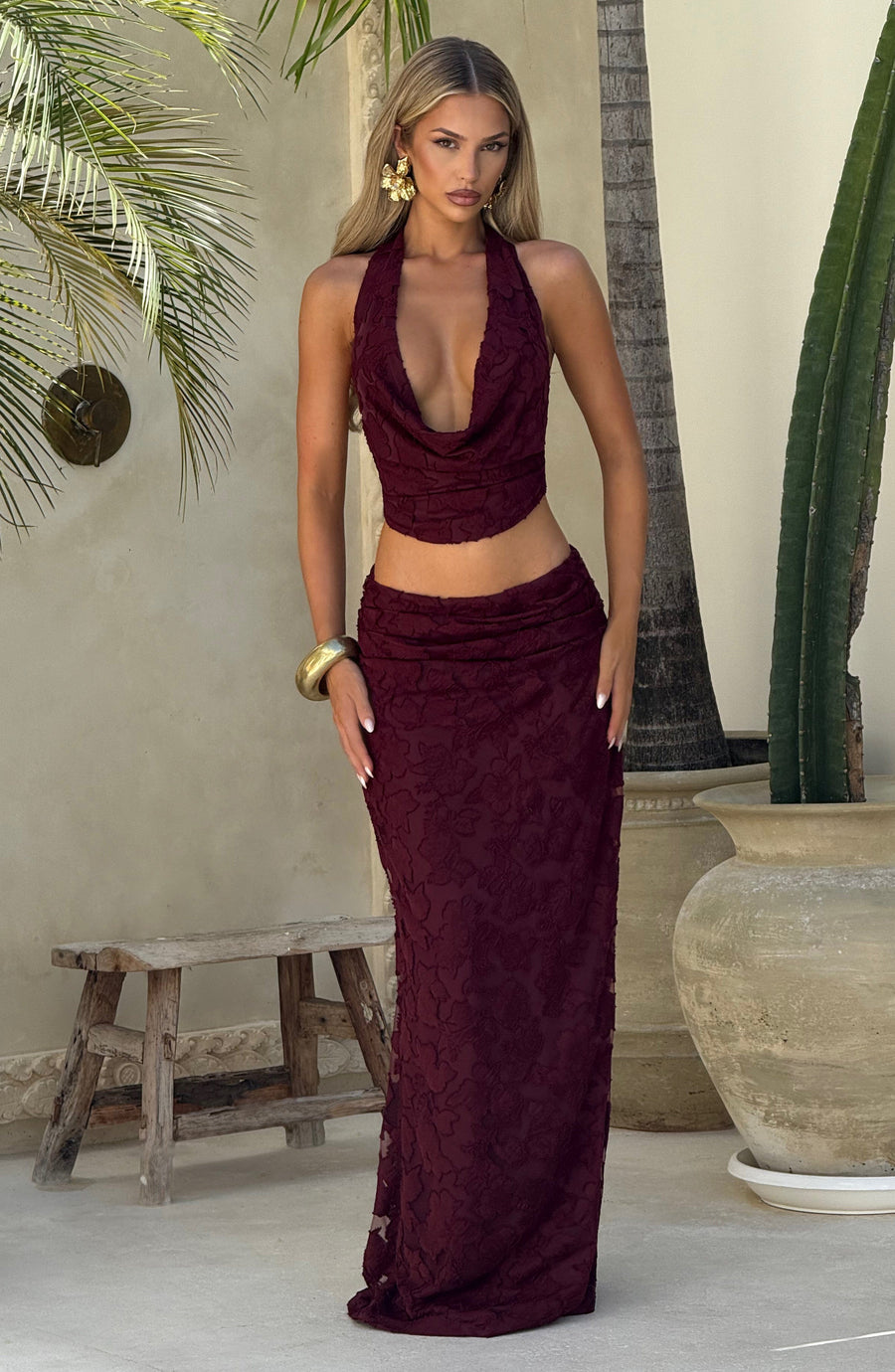 Sophia Cherry Lacquer Maxi Summer Skirt