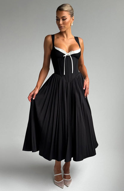 Chloe Black and White Midi Sundress