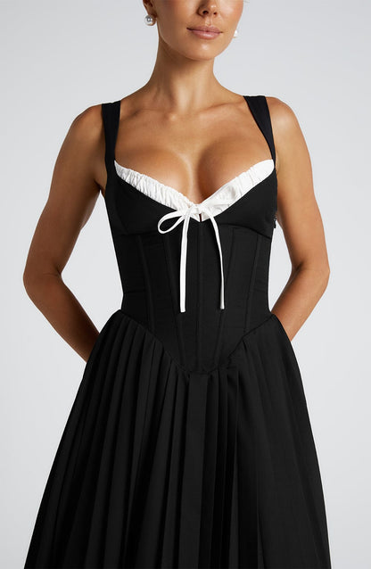 Chloe Black and White Midi Sundress