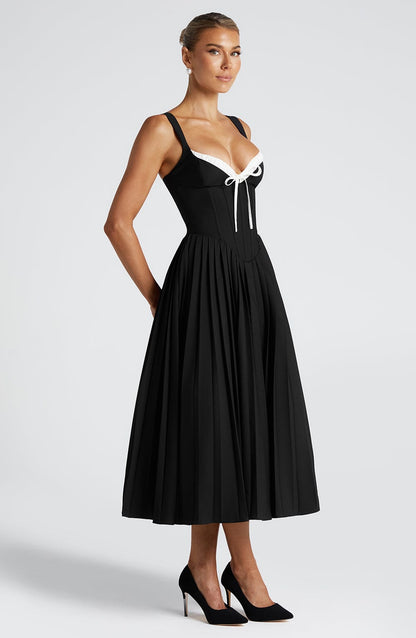 Chloe Black and White Midi Sundress