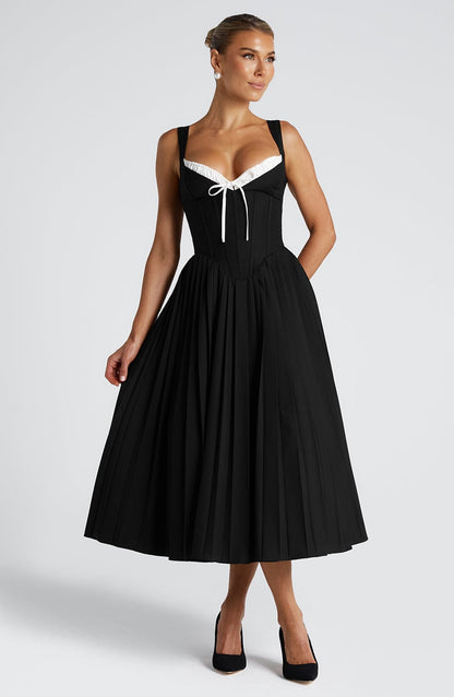 Chloe Black and White Midi Sundress