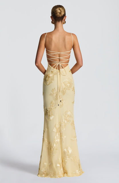 Lemon Nefertiti Maxi Dress in XS - side view
