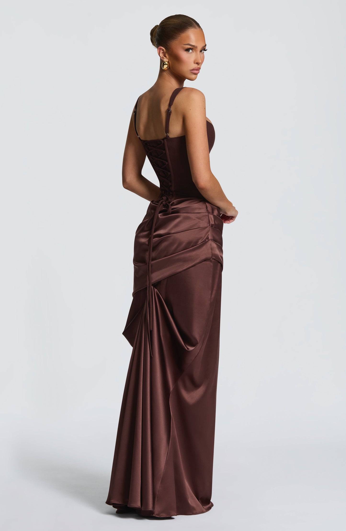 Sophia Plum Brown Corset Dress