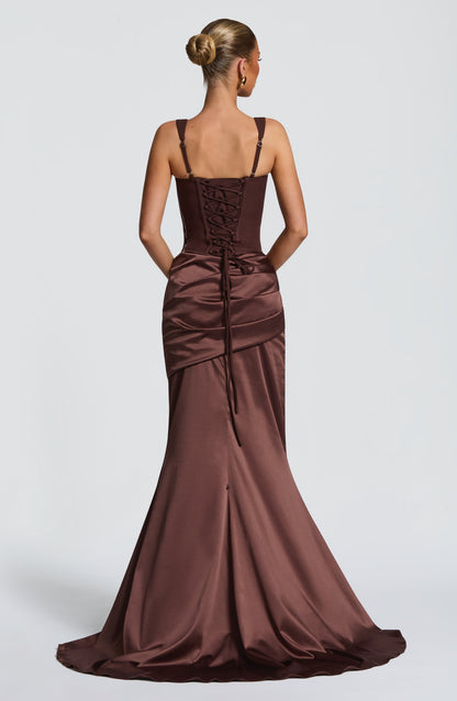 Sophia Plum Brown Corset Dress