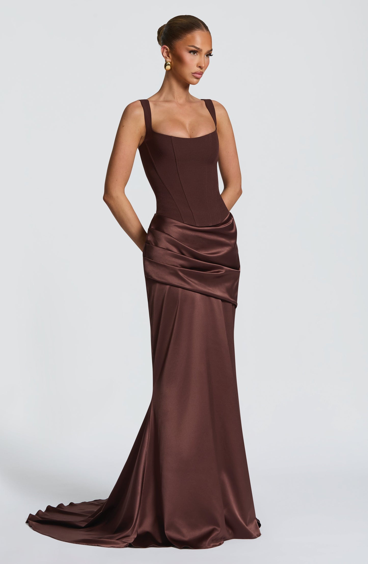 Sophia Plum Brown Corset Dress