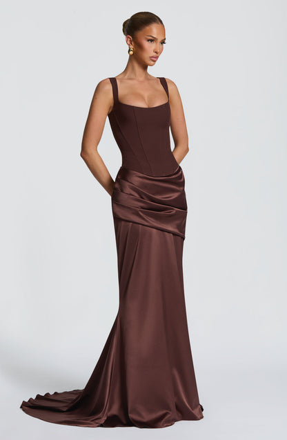 Sophia Plum Brown Corset Dress