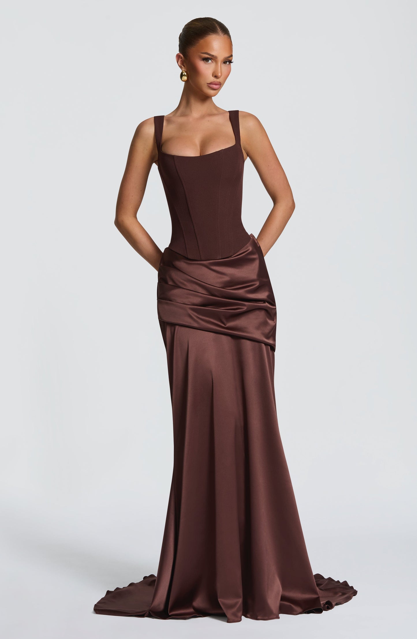 Sophia Plum Brown Corset Dress