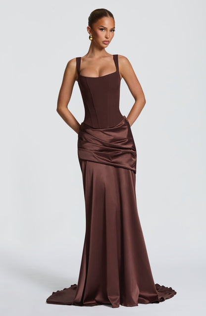 Sophia Plum Brown Corset Dress