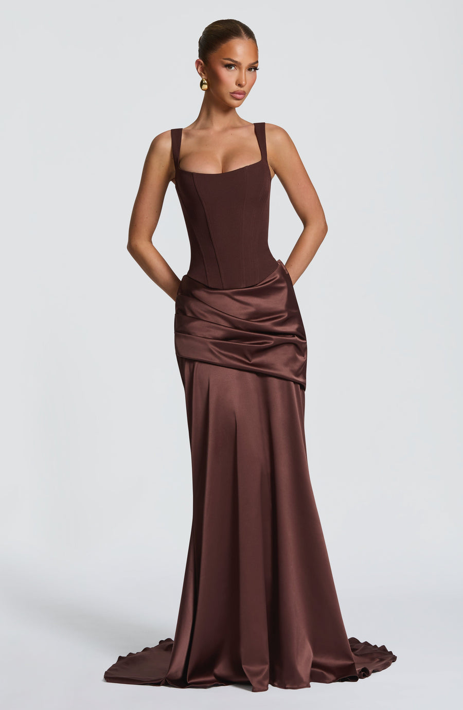Sophia Plum Brown Corset Dress