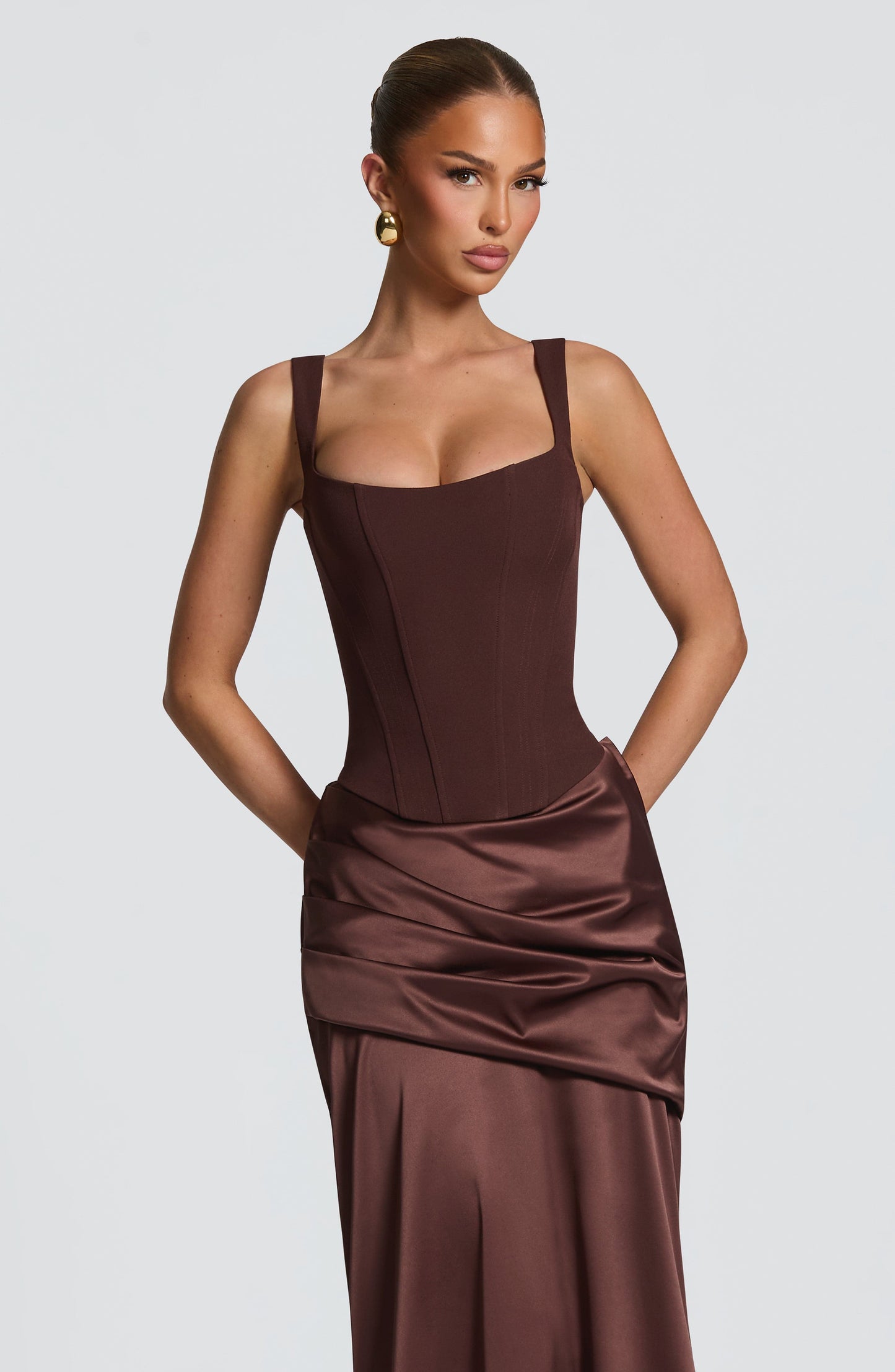 Sophia Plum Brown Corset Dress