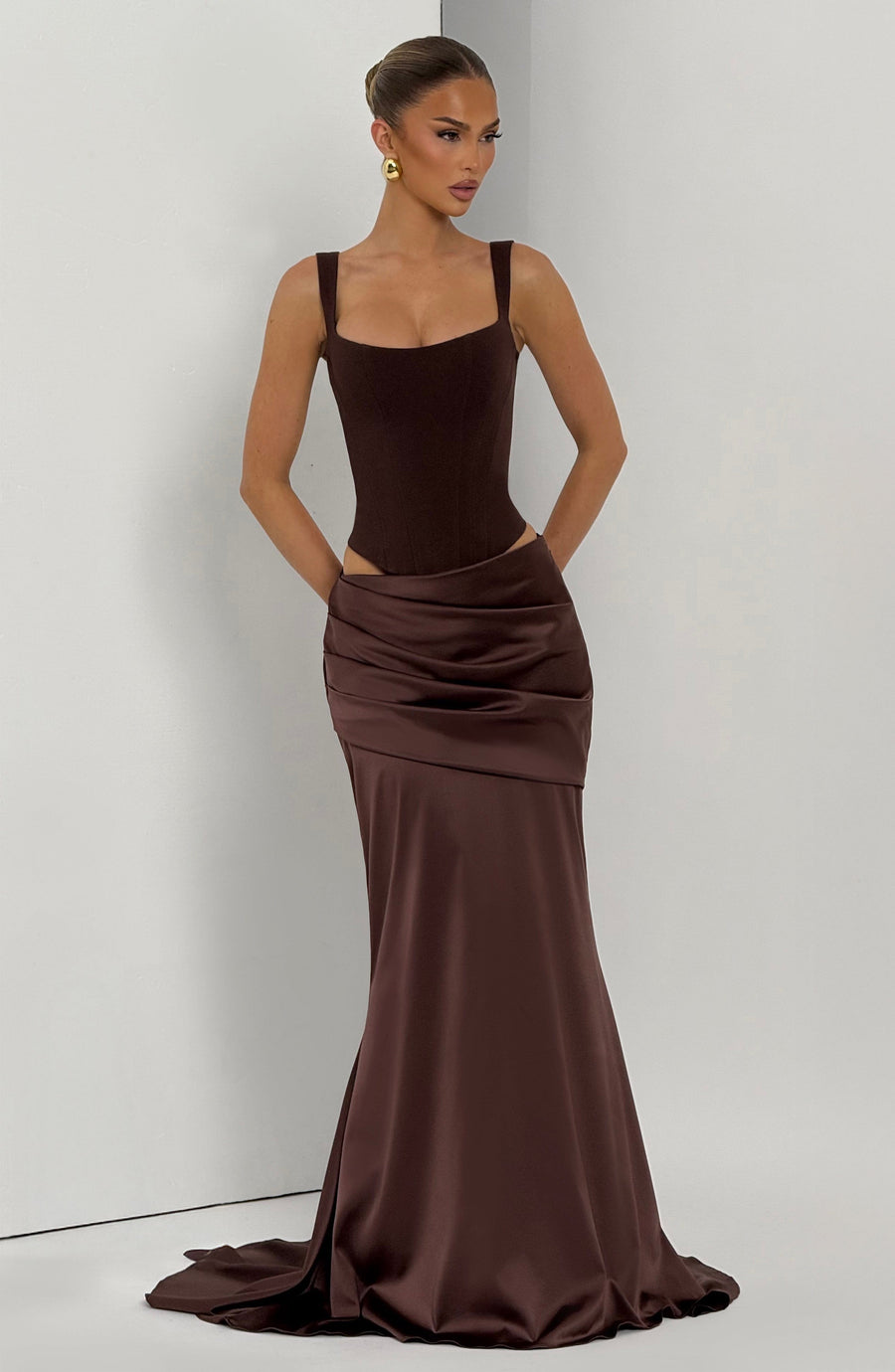 Sophia Plum Brown Corset Dress