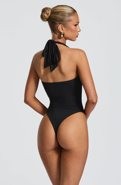 Sophia Black Sleeveless Bodysuit for Summer