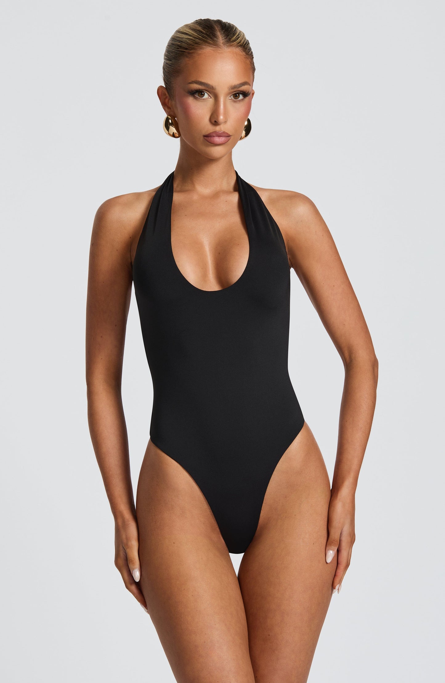 Sophia Black Sleeveless Bodysuit for Summer