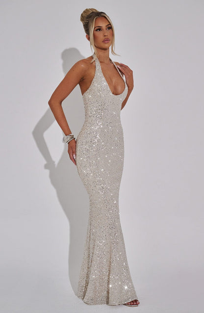 Sophia Champagne Maxi Summer Dress