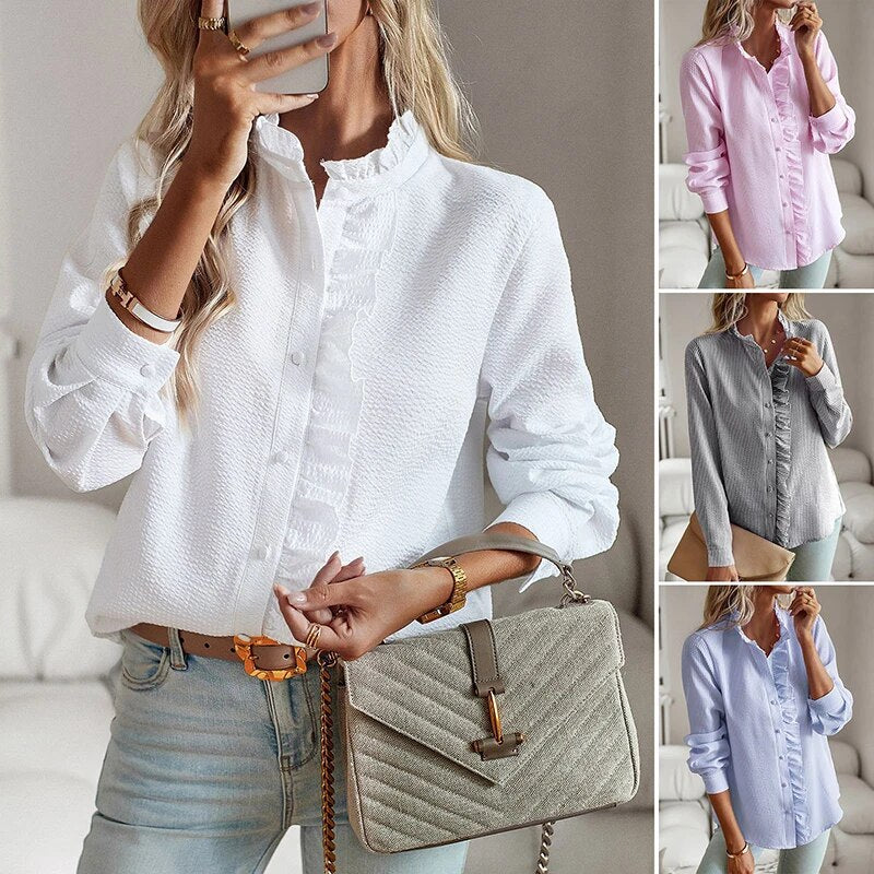 Luvrefashion | Alice Chic Button Up Shirt in Blue - image 12