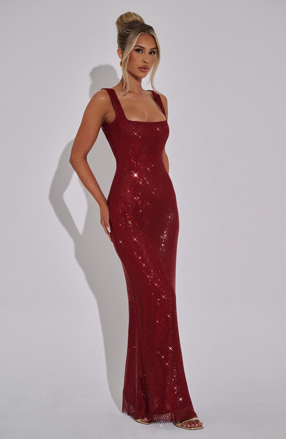 Petra Wine Maxi Dress in XS - styled look