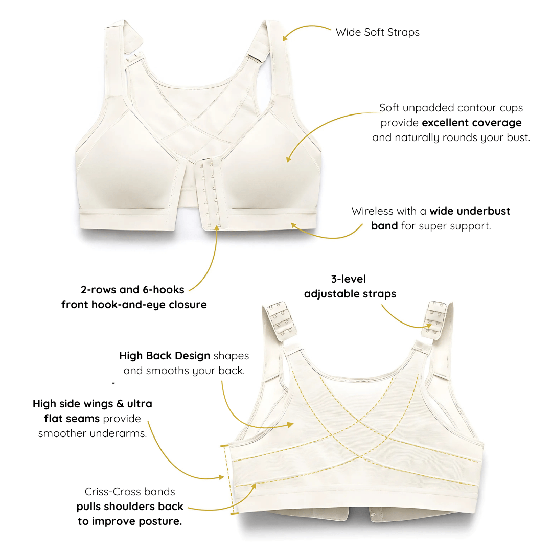 Wireless Mesh Posture Support Bra with Back-Smoothing Design