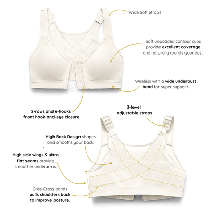 Wireless Mesh Posture Support Bra with Back-Smoothing Design