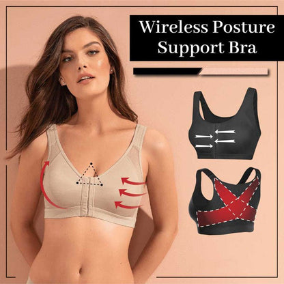 Wireless Mesh Posture Support Bra with Back-Smoothing Design