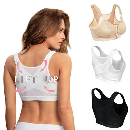 Wireless Mesh Posture Support Bra with Back-Smoothing Design
